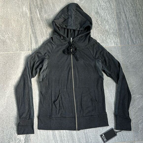 NWT REVOLVE Michael Lauren Full Zip Grey Snake Print Hoodie Pockets Thumbholes S - Picture 16 of 16